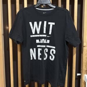 Nike Witness Shirt Mens Medium Black Dri-Fit LeBron James Basketball Tee Logo
